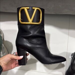 Valentino Black and Gold Women's Boots